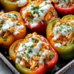 Buffalo Chicken Stuffed Peppers - Dairy Free & Low Carb