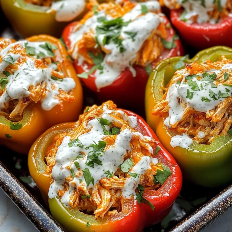 Buffalo Chicken Stuffed Peppers - Dairy Free & Low Carb