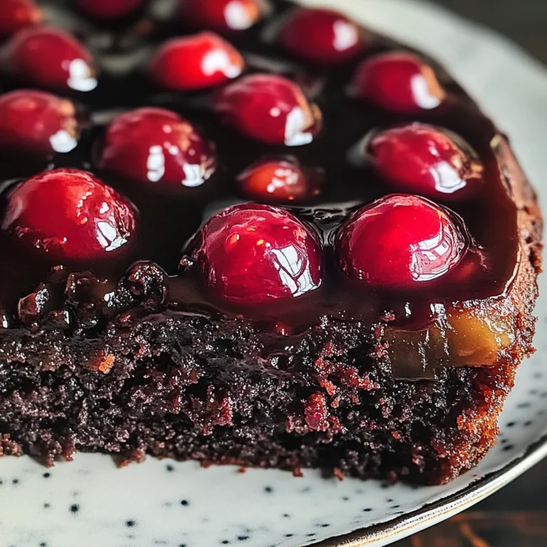 Chocolate Cherry Upside Down Cake 🍒🍫