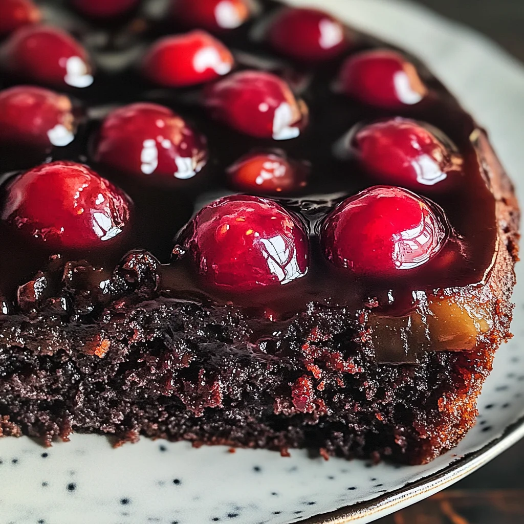Chocolate Cherry Upside Down Cake 🍒🍫