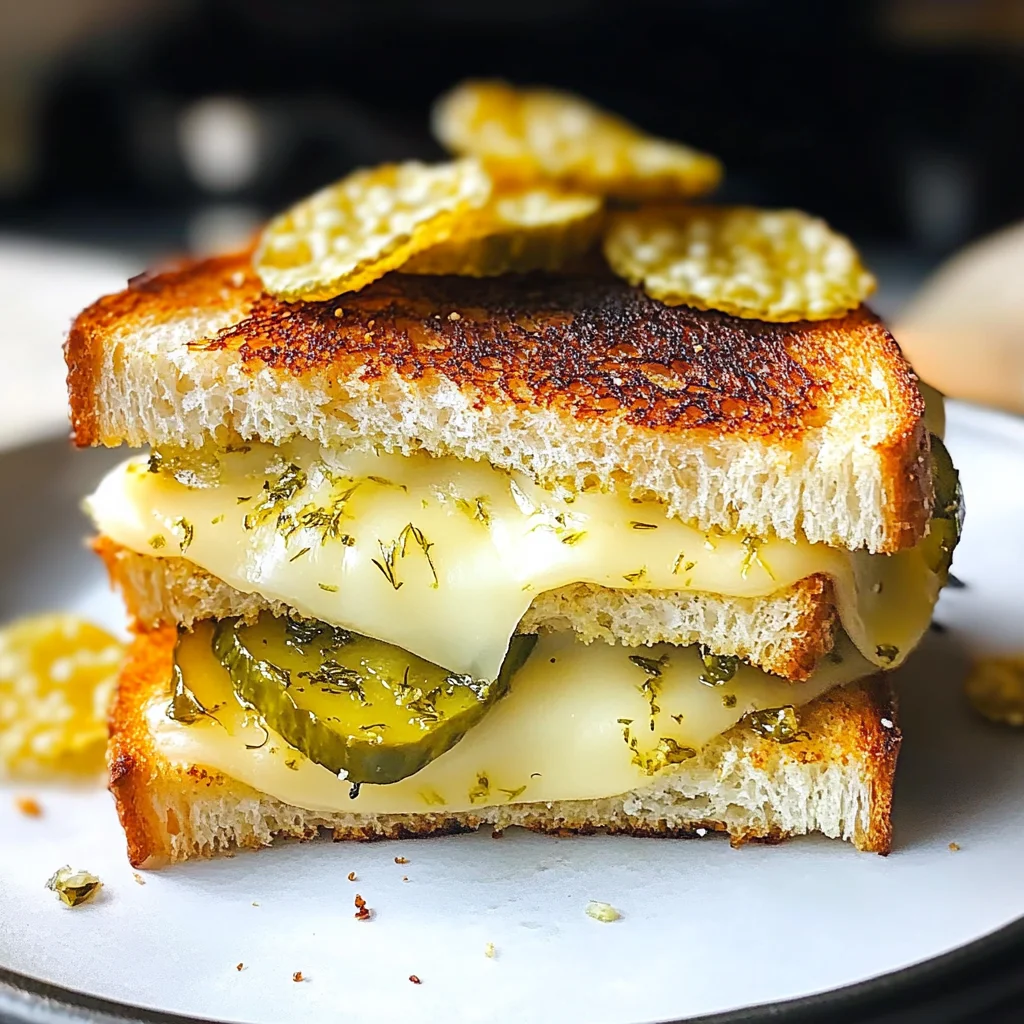Crispy Dill Pickle Grilled Cheese Sandwich - theamazingfood