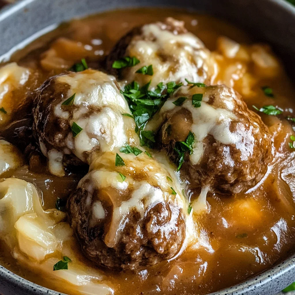 Crock Pot French Onion Meatballs