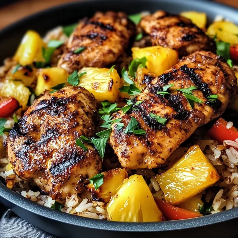 One Pan Caribbean Jerk Chicken with Pineapple-Coconut Rice Recipe