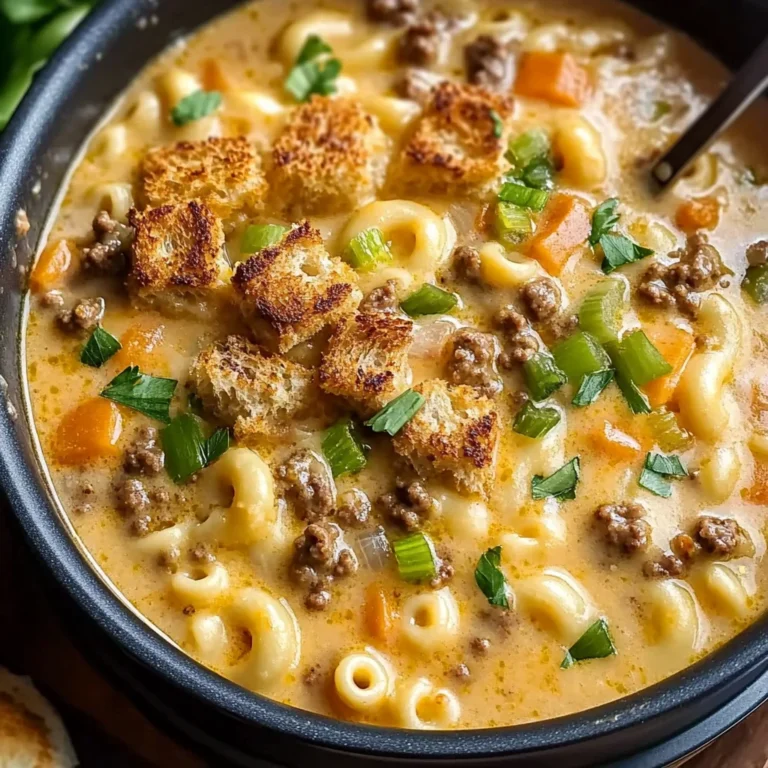 One Pot Macaroni Cheeseburger Soup