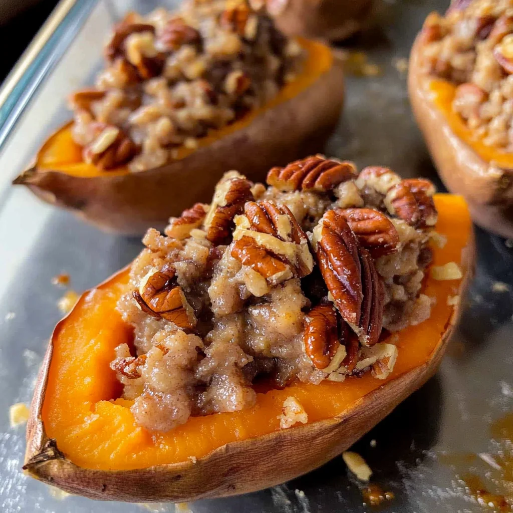 Pecan pie double baked sweet potatoes
