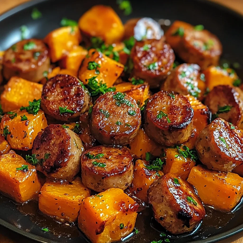 Sausage and Sweet Potatoes with Honey Garlic Sauce