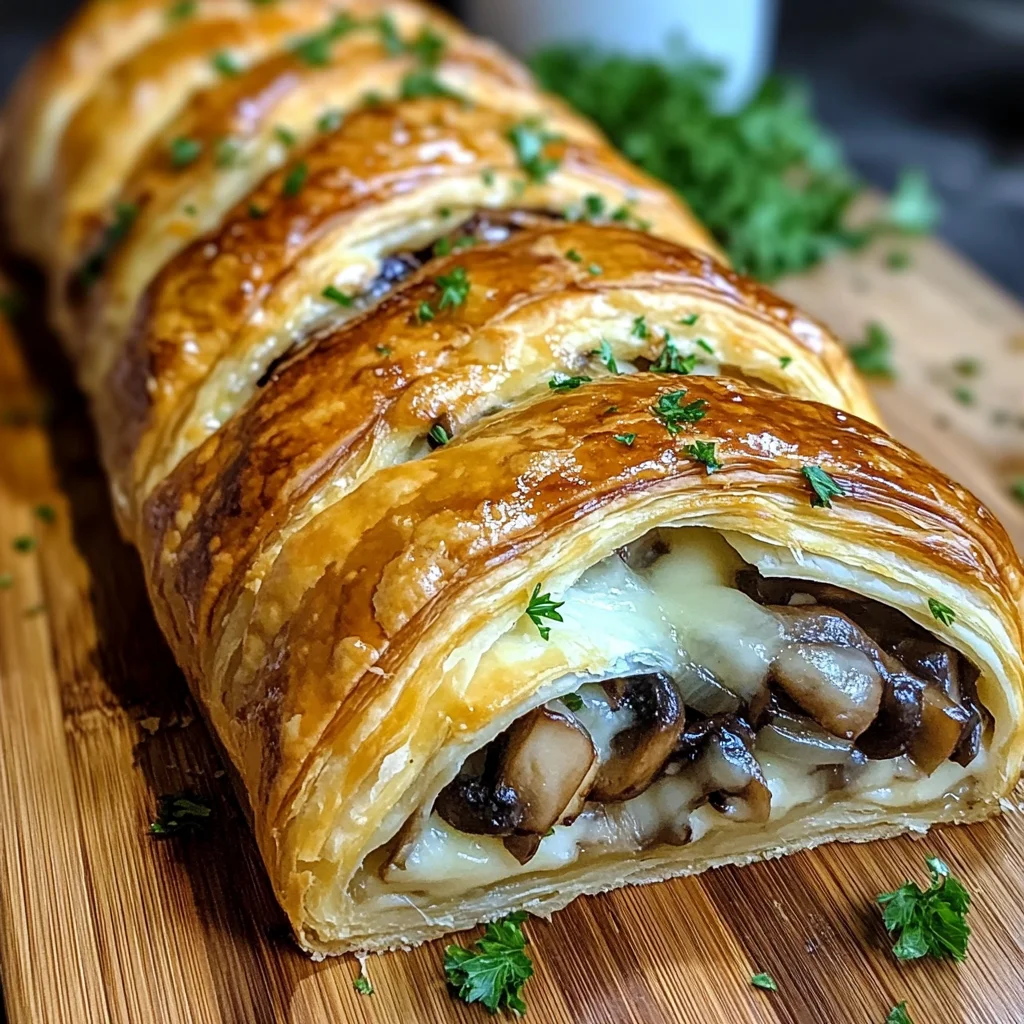 Savory Mushroom & Gruyère Puff Pastry Braid