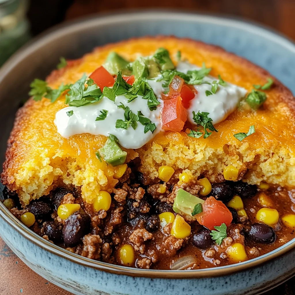 Southwest Beef Cornbread Casserole