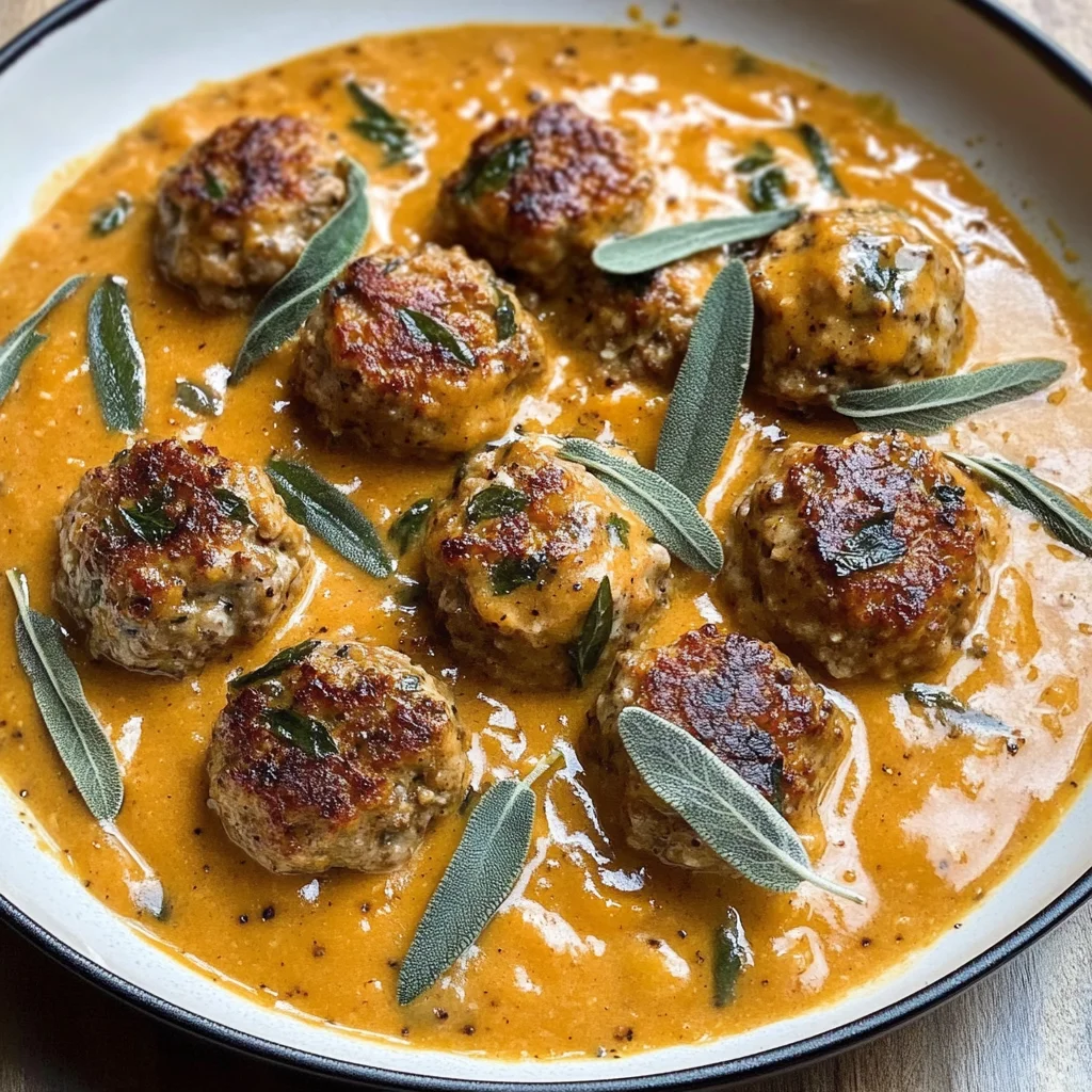 Turkey Meatballs in Pumpkin Sage Sauce