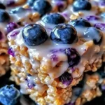 Blueberry Rice Krispies Treats with Vanilla Glaze