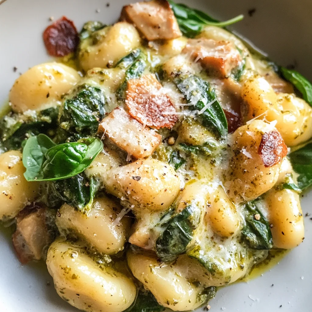 Creamy Pesto Gnocchi with Spinach and Artichokes