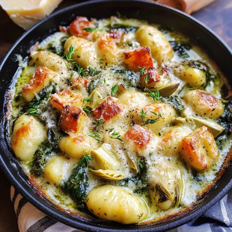 Creamy Pesto Gnocchi with Spinach and Artichokes