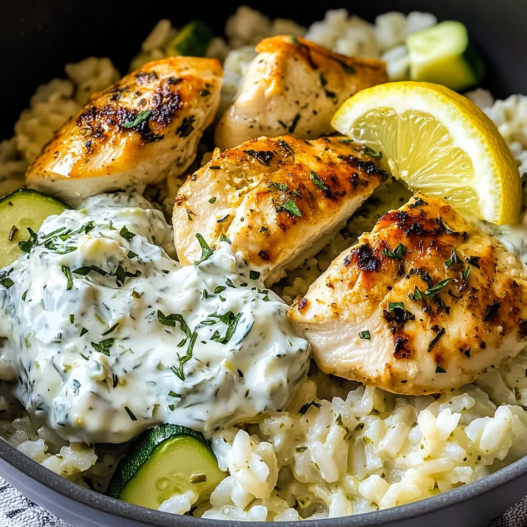 Easy Chicken Tzatziki Rice Bake