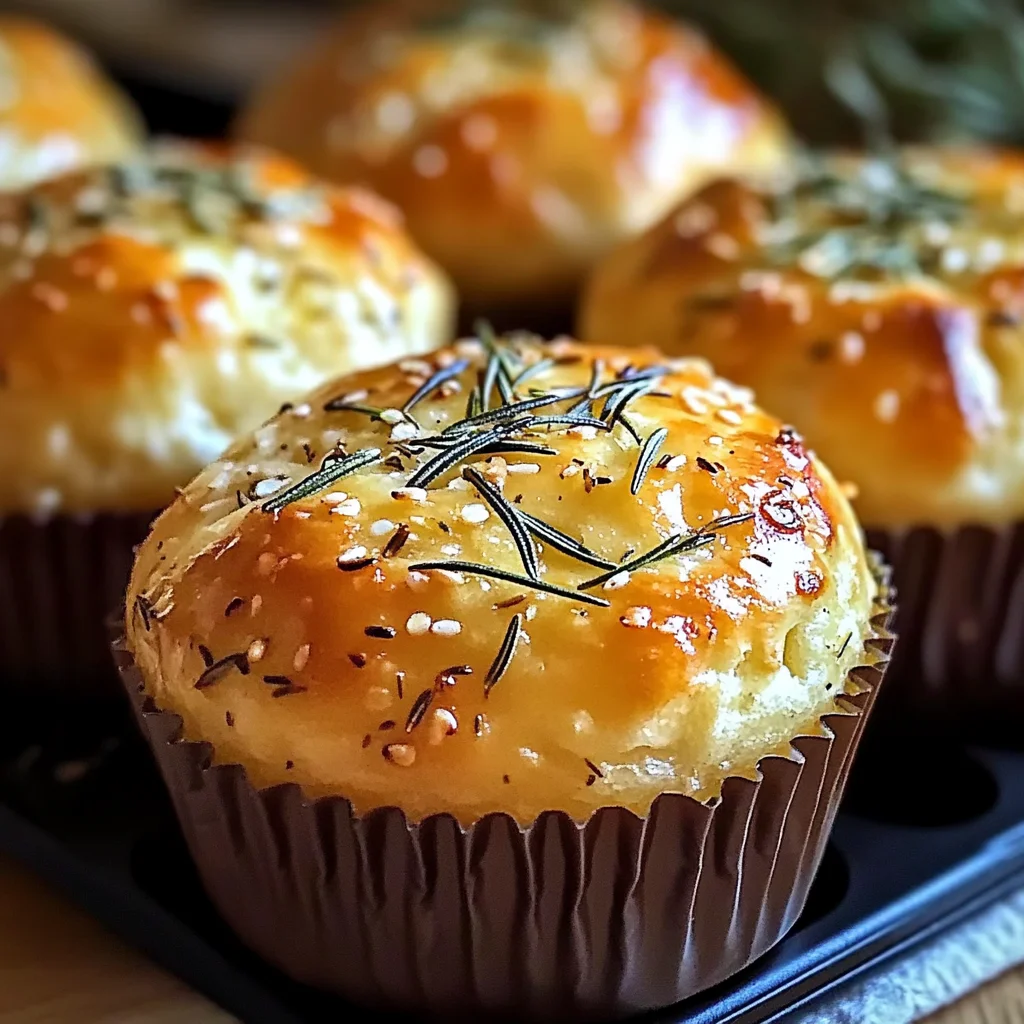 Easy Garlic Rosemary Focaccia Muffins