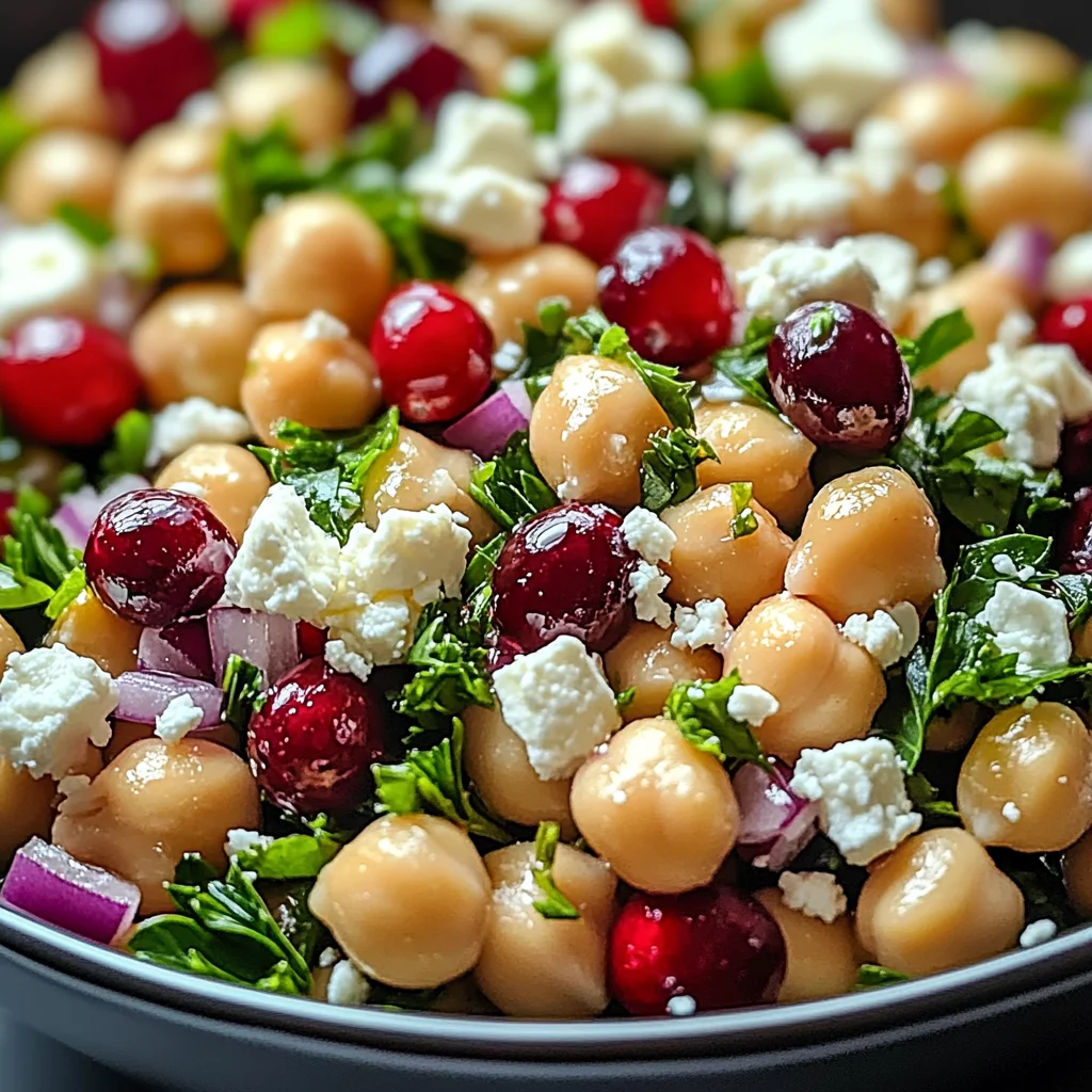 Feta & Cranberry Chickpeas with Lemon Vinaigrette