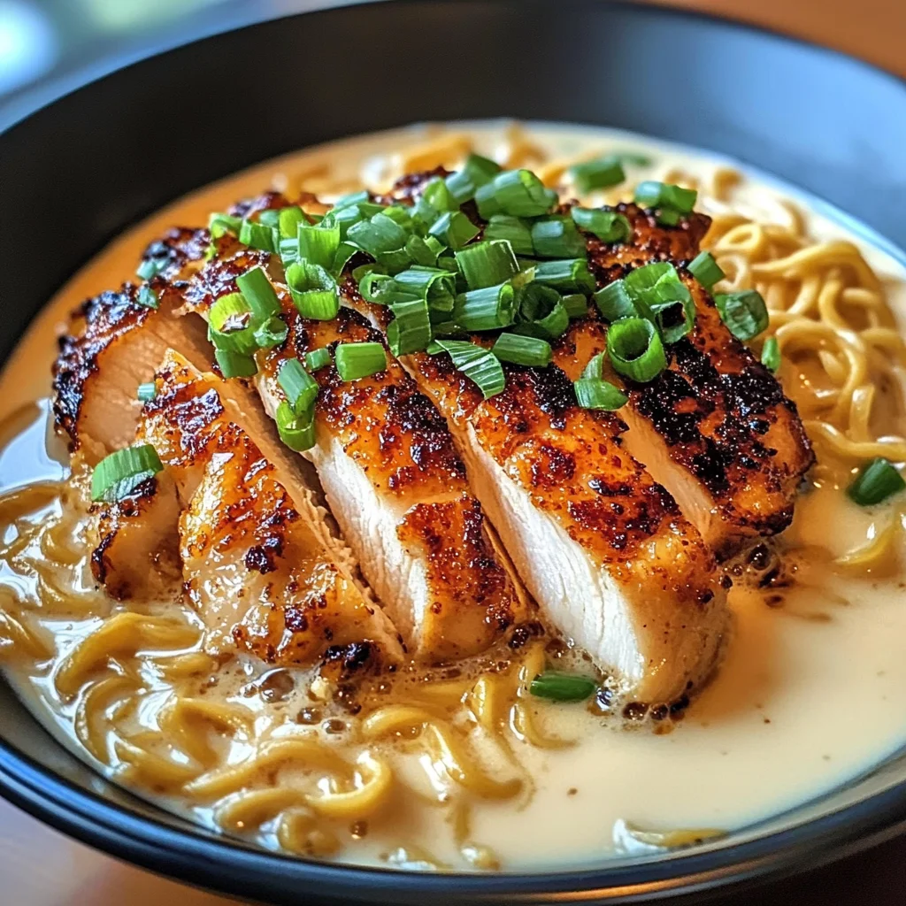 Fiery Chicken Ramen with Creamy Garlic Sauce