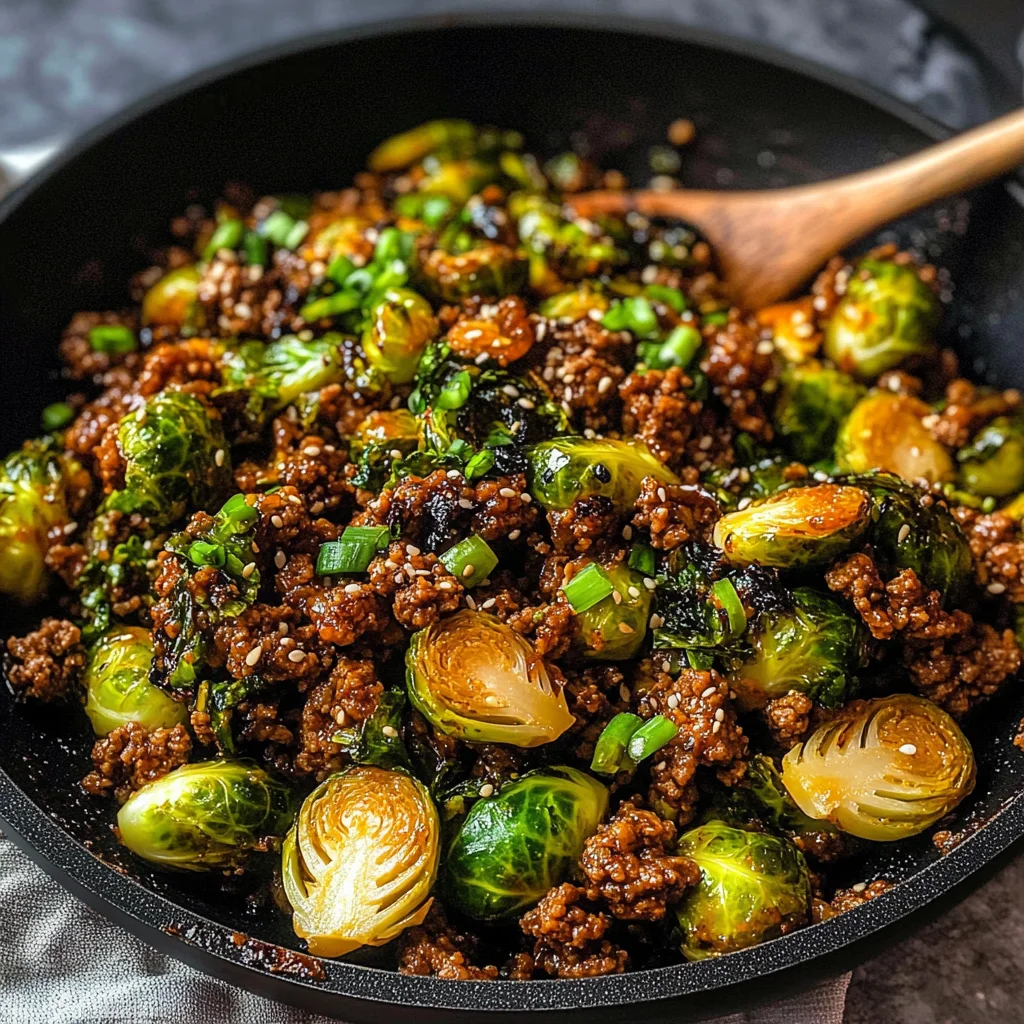 Ground Beef and Brussels Sprouts
