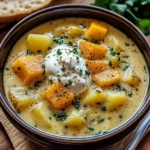 Hearty Cheddar Garlic Herb Potato Soup Recipe