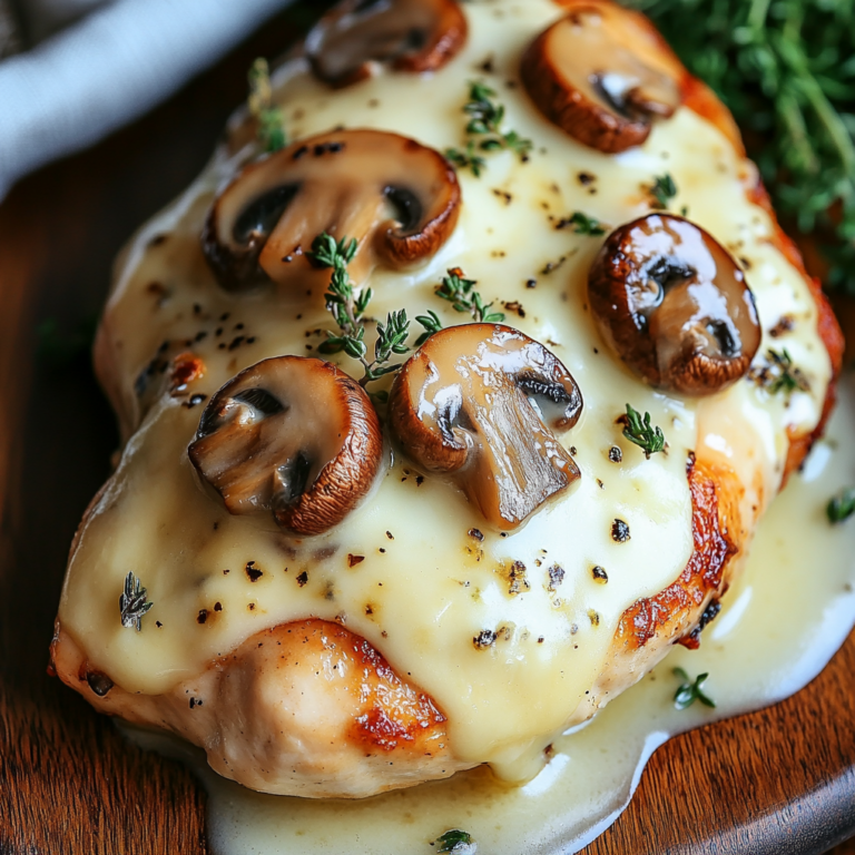 Irresistible Cheesy Garlic Butter Mushroom Stuffed Chicken