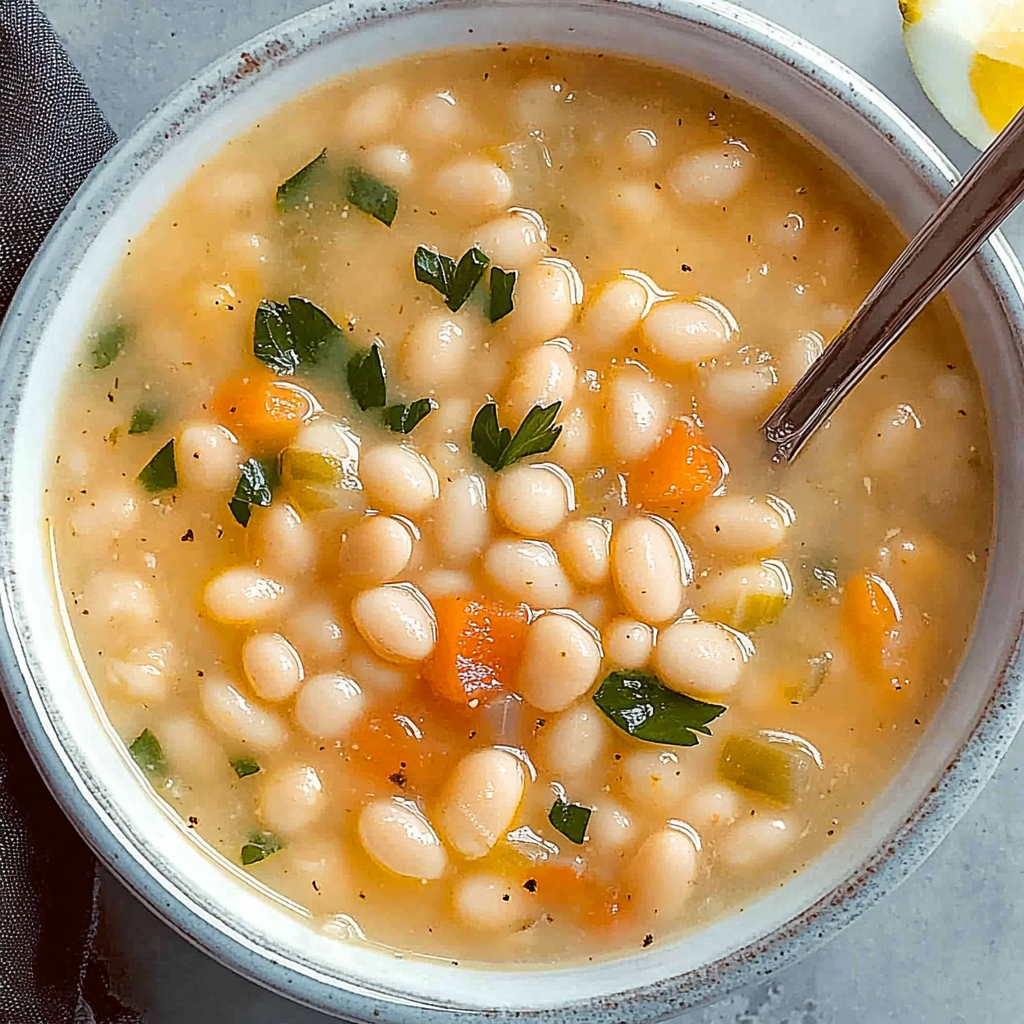 Irresistible Greek White Bean Soup With Garlic & Lemon