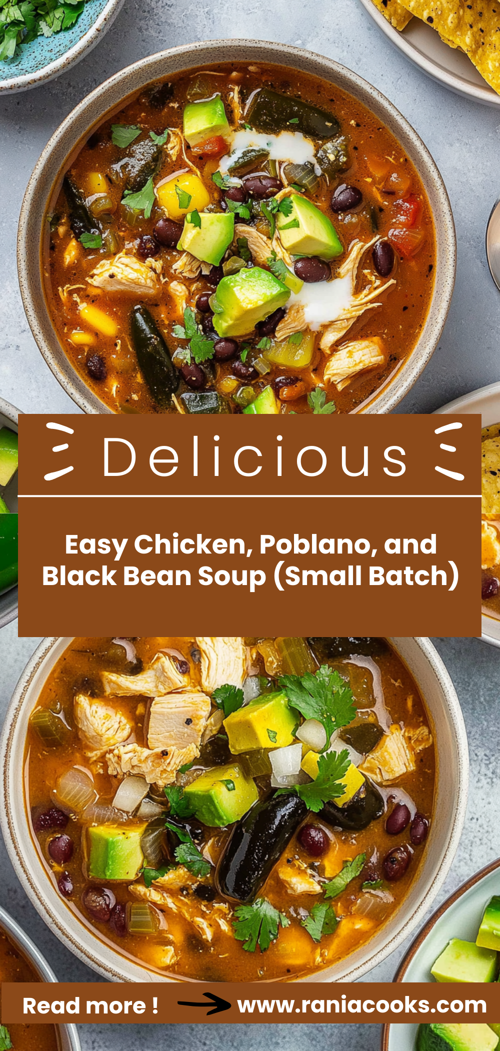 Easy Chicken, Poblano, and Black Bean Soup (Small Batch)