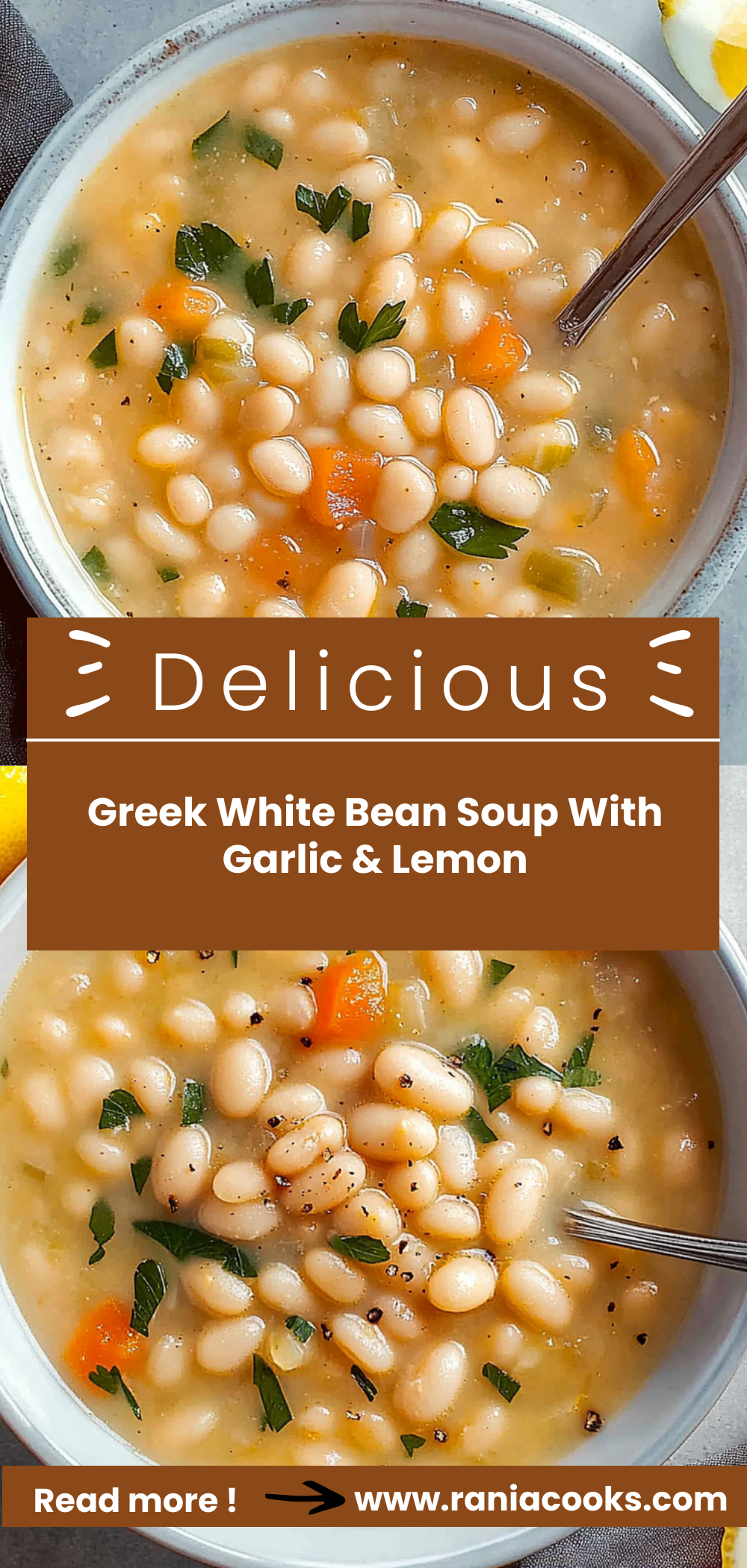 Greek White Bean Soup With Garlic & Lemon