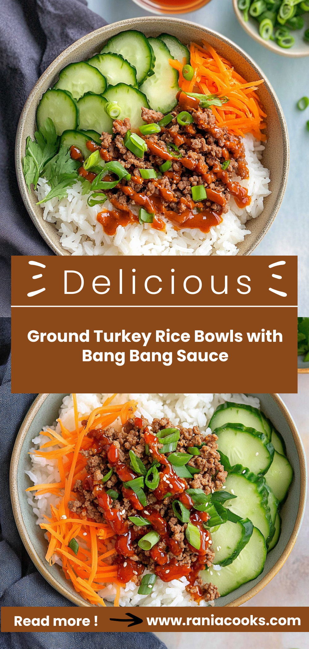 Ground Turkey Rice Bowls with Bang Bang Sauce