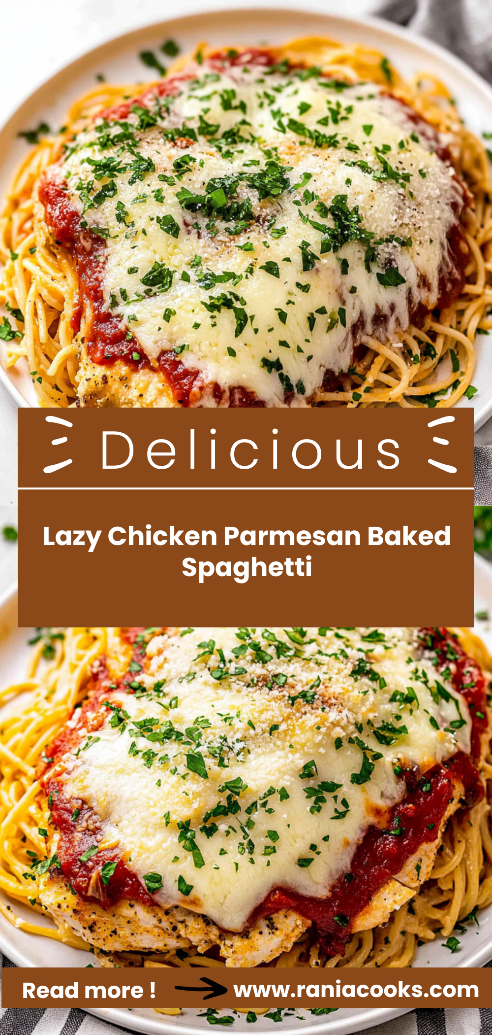 Lazy Chicken Parmesan Baked Spaghetti