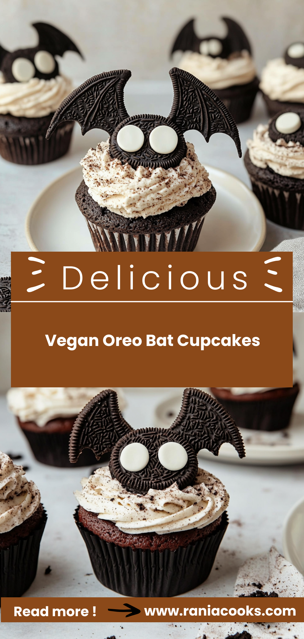 Vegan Oreo Bat Cupcakes