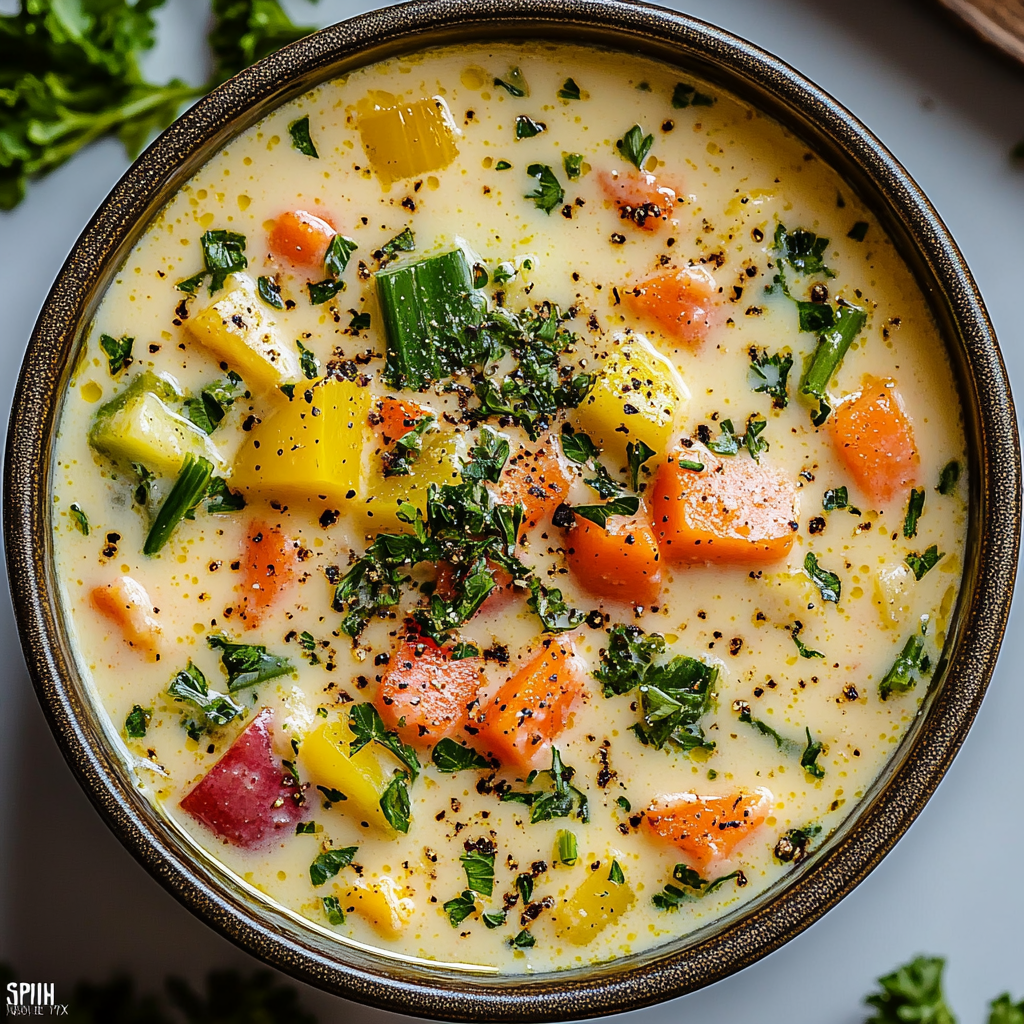 Delight in Cream of Spring Vegetable Soup Today!