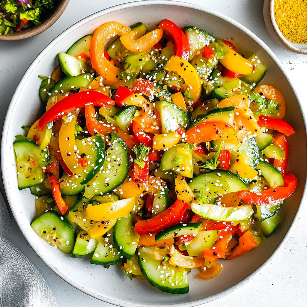 Refreshing Cucumber Sweet Pepper Salad for Busy Moms