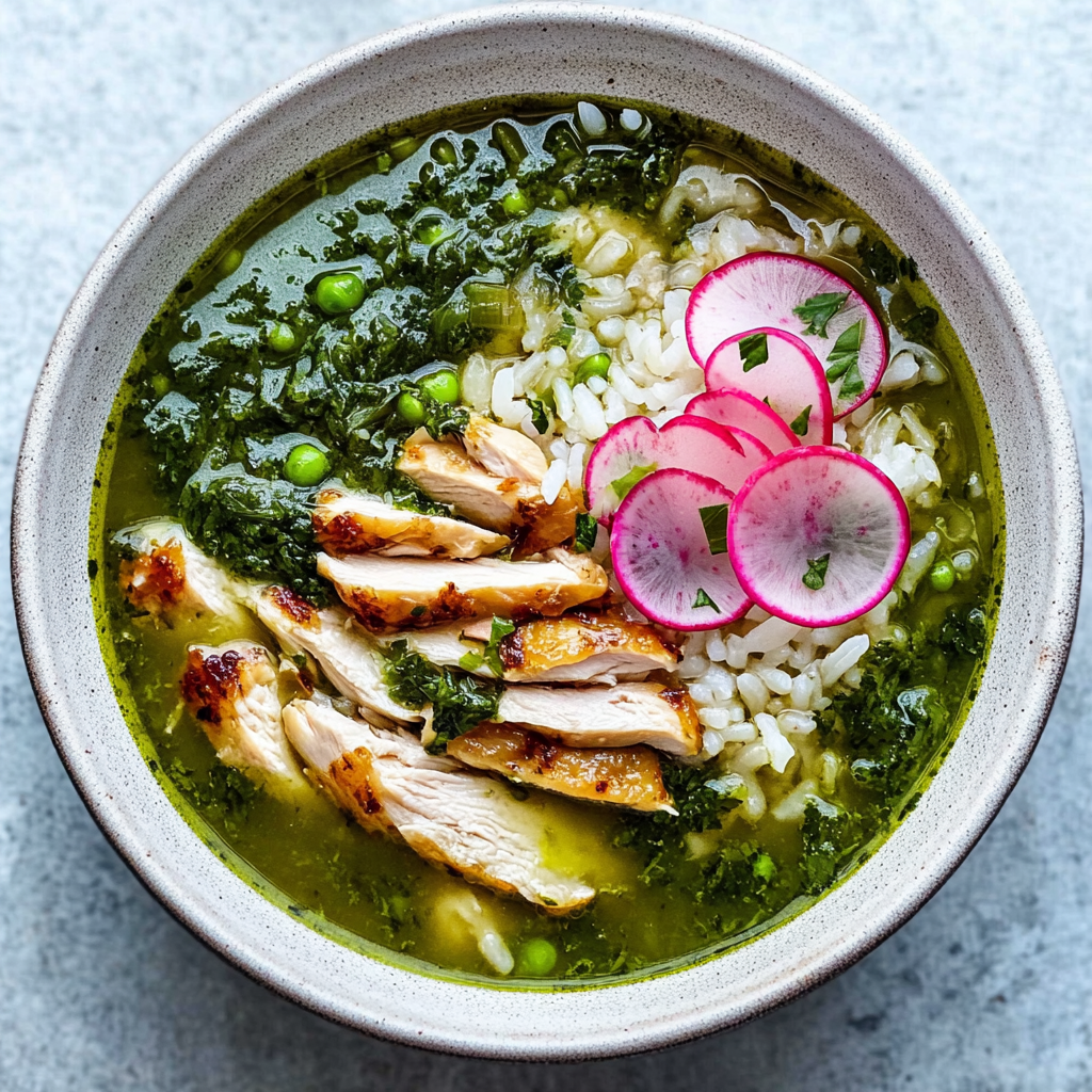 Comforting Green Herby Chicken and Rice Soup Recipe