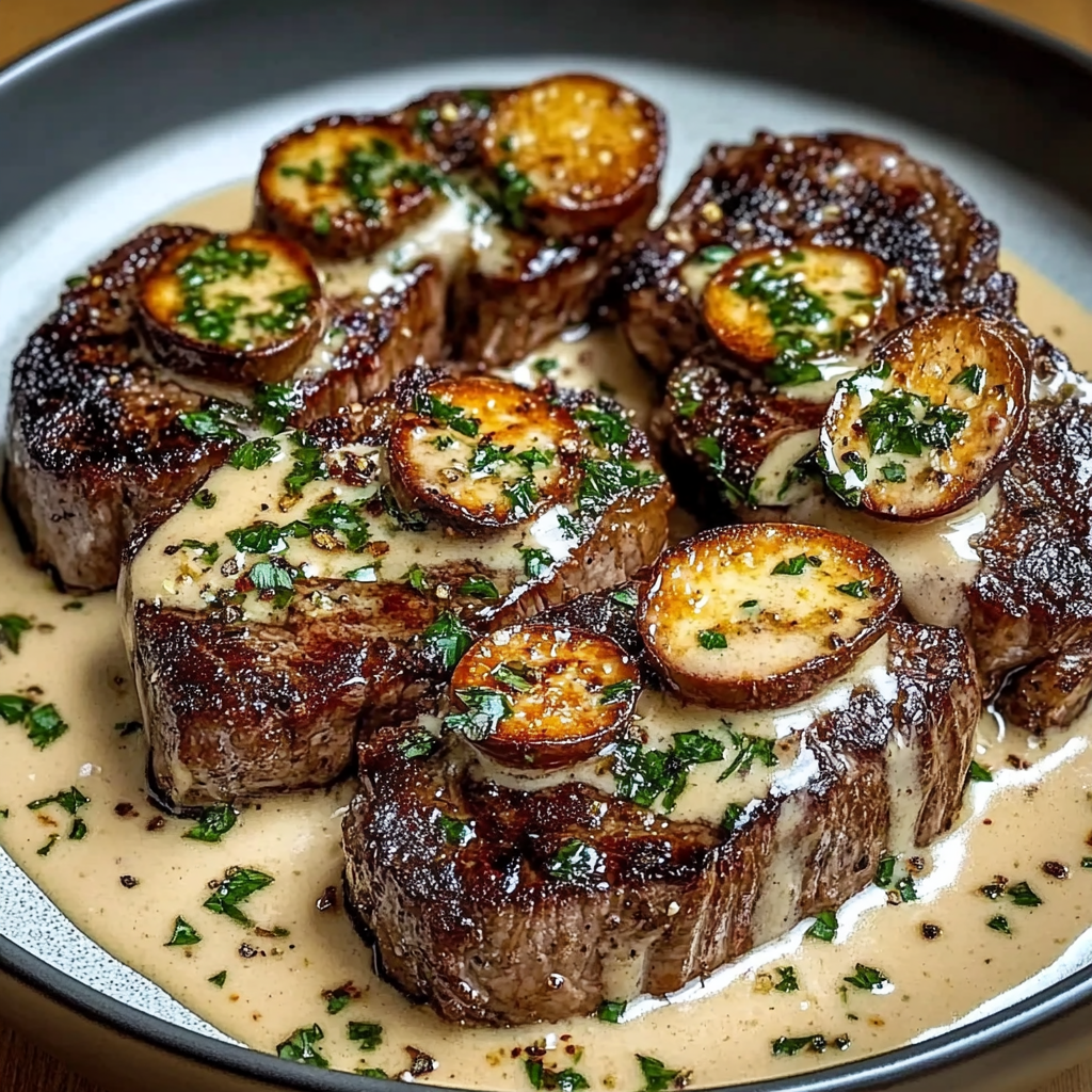 Irresistible Juicy Steak with Creamy Garlic Sauce Recipe