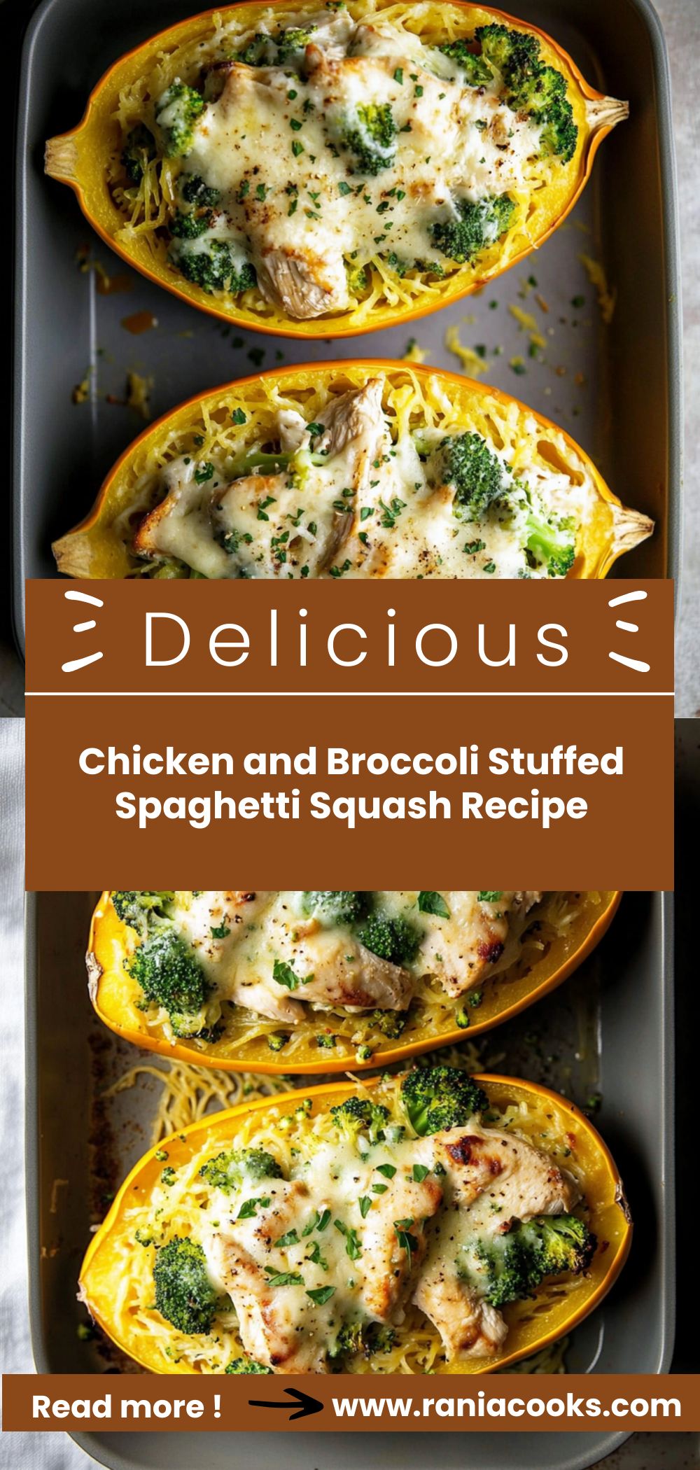 Chicken and Broccoli Stuffed Spaghetti Squash Recipe