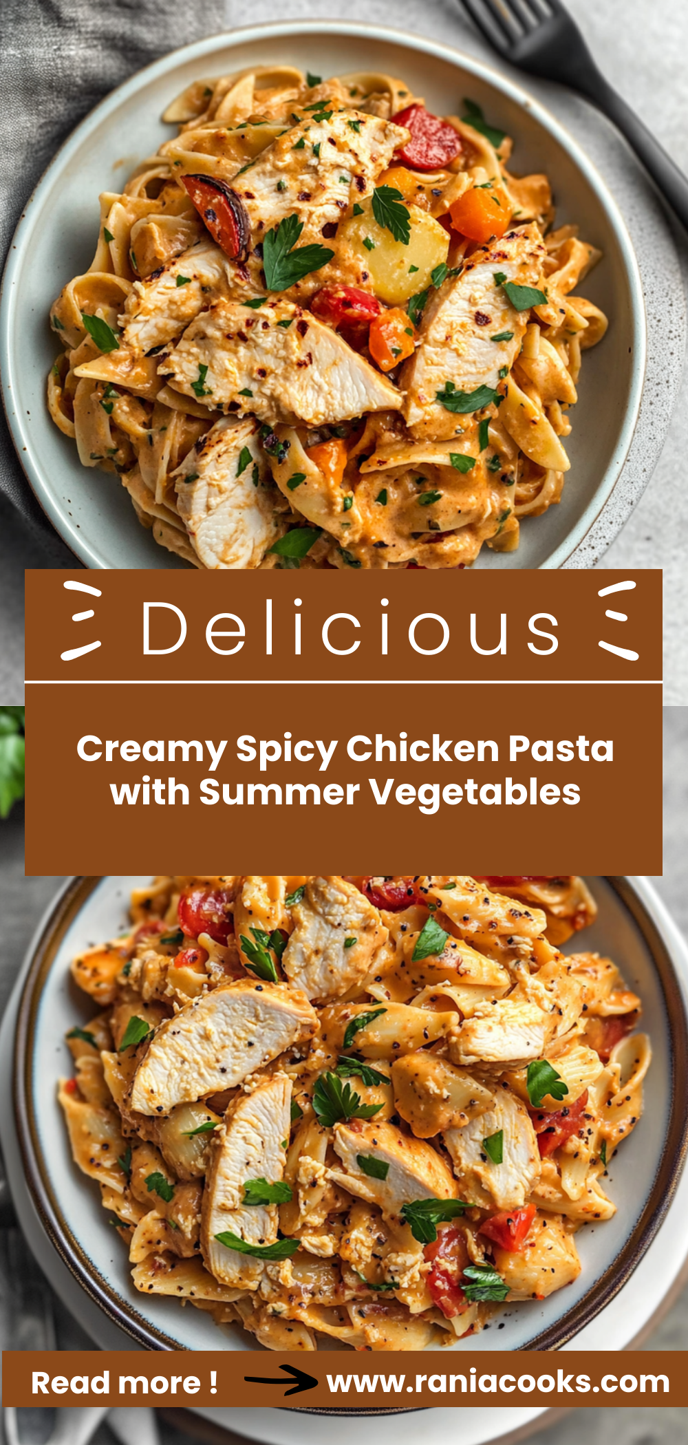 Creamy, Spicy Chicken Pasta with Summer Vegetables