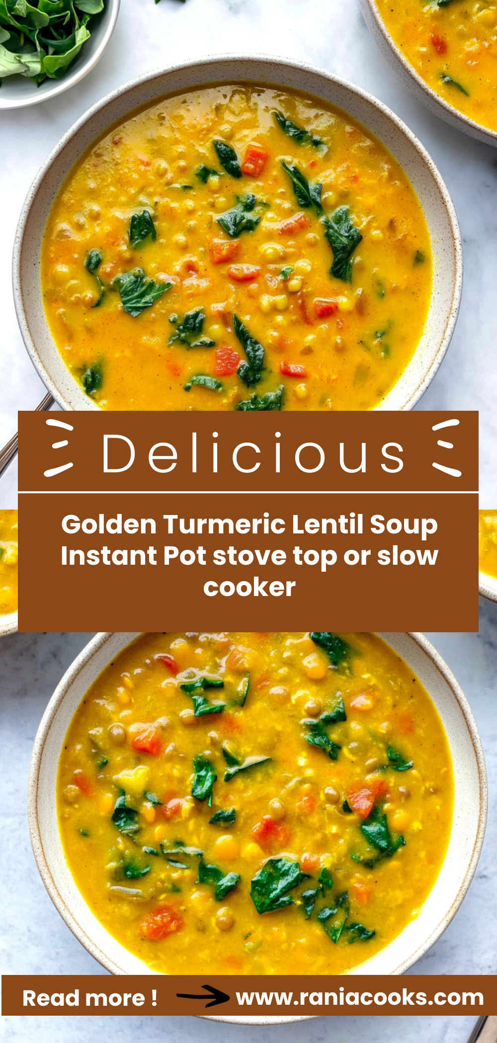 Golden Turmeric Lentil Soup ( Instant Pot, stove top or slow cooker)
