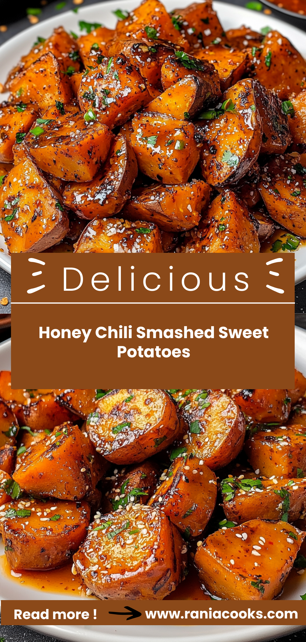 Honey Chili Smashed Sweet Potatoes