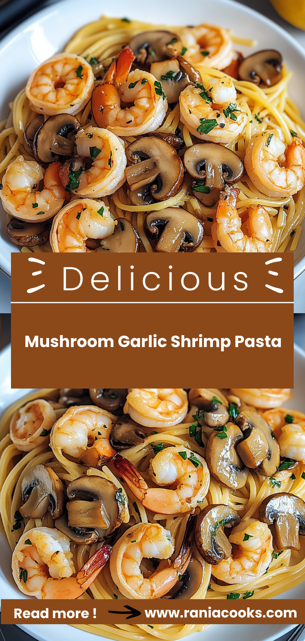 Mushroom Garlic Shrimp Pasta
