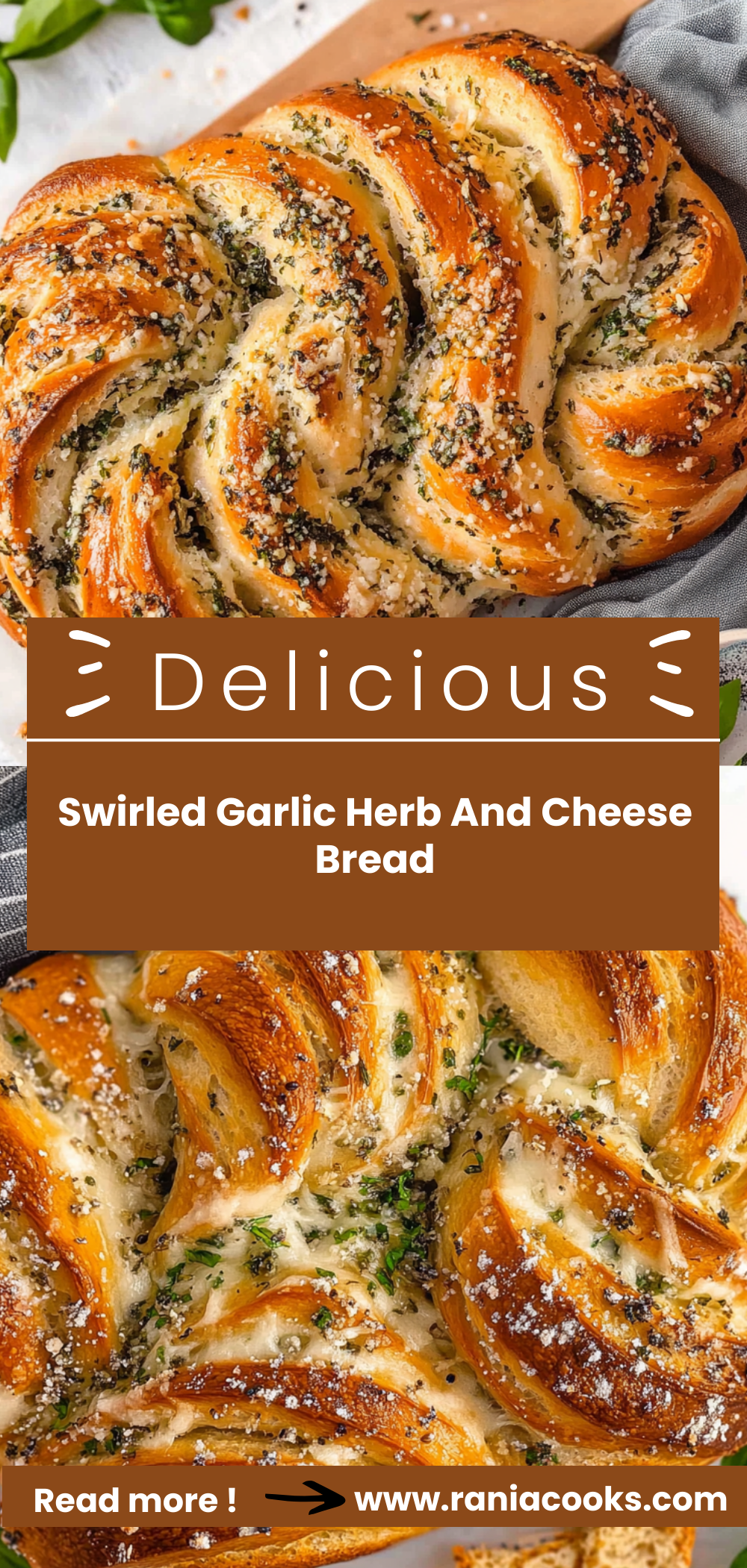 Swirled Garlic Herb And Cheese Bread