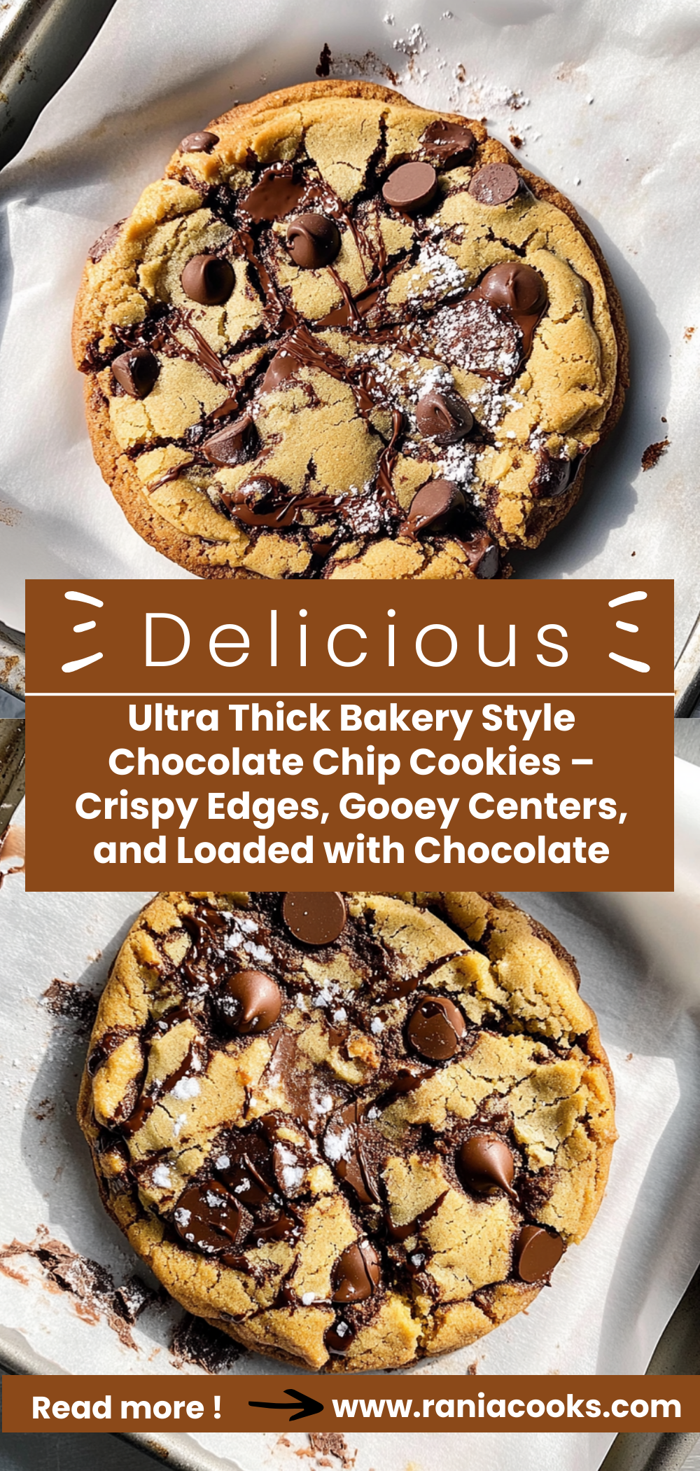 Ultra Thick Bakery Style Chocolate Chip Cookies – Crispy Edges, Gooey Centers, and Loaded with Chocolate!