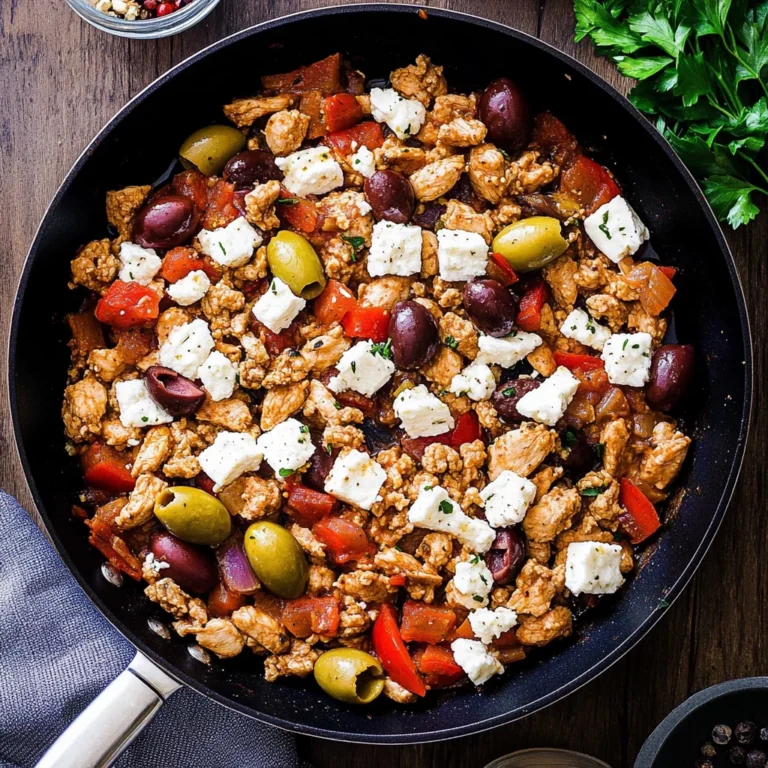 Mediterranean Keto Ground Chicken Skillet with Olives and…