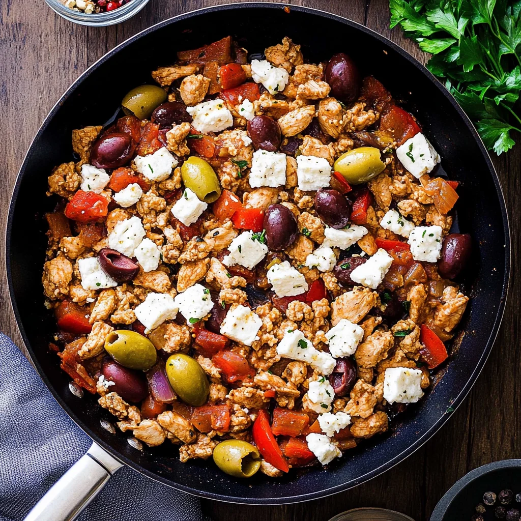 Mediterranean Keto Ground Chicken Skillet with Olives and…