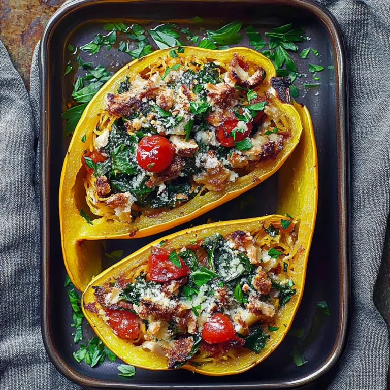 Spinach Stuffed Spaghetti Squash: Cheesy and Satisfying