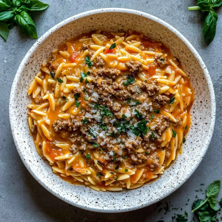 Ground Beef Orzo with Tomato Cream Sauce: Cozy Comfort Food