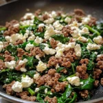 Ground Beef and Spinach Skillet with Feta