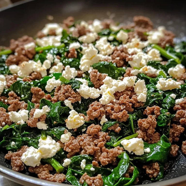 Ground Beef and Spinach Skillet with Feta