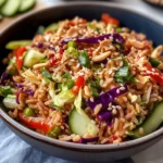 Quick Crispy Rice Salad with Peanut Sesame Dressing