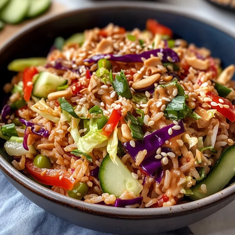 Quick Crispy Rice Salad with Peanut Sesame Dressing