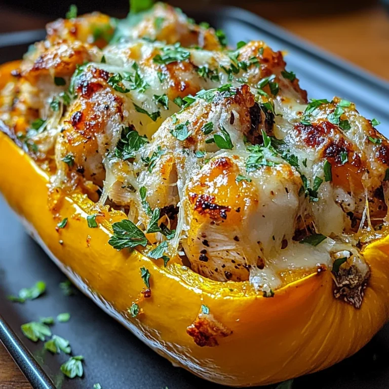 Sweet and Savory Honey Roasted Butternut Squash Stuffed with Chicken
