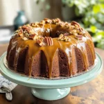 Toffee Pecan Bundt Cake with Caramel Drizzle